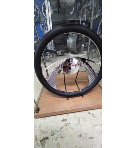Volante piel negra cromado 14” | Volante deportivo universal