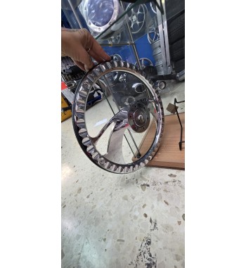 Volante piel negra cromado 14” | Volante deportivo universal