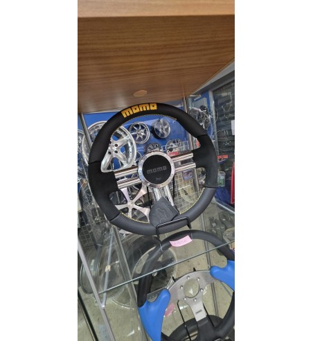 Volante MOMO V6 EVO 35 cm negro | Piel y ante racing