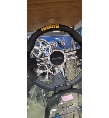Volante MOMO V6 EVO 35 cm negro | Piel y ante racing