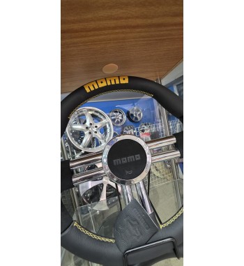 Volante MOMO V6 EVO 35 cm negro | Piel y ante racing
