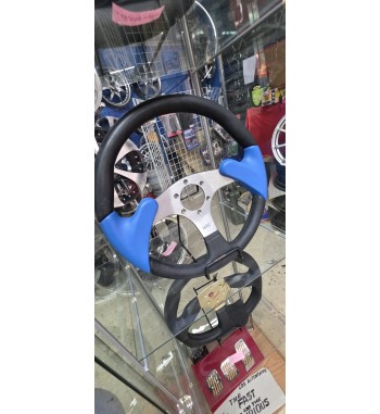 Volante CICLONE azul 35 cm | Deportivo aluminio y piel