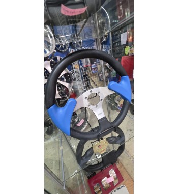 Volante CICLONE azul 35 cm | Deportivo aluminio y piel