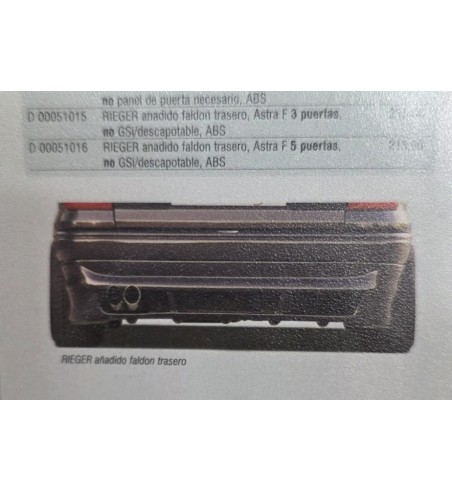 Faldón trasero compatible con Opel Astra F de 3 puertas, fabricado para sustituir el faldón original o para proyectos de restaur